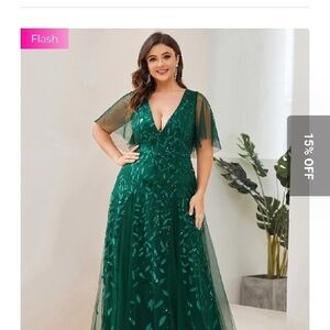 Ever Pretty Emerald Green Sequin Embellished Maxi Gown, NWT